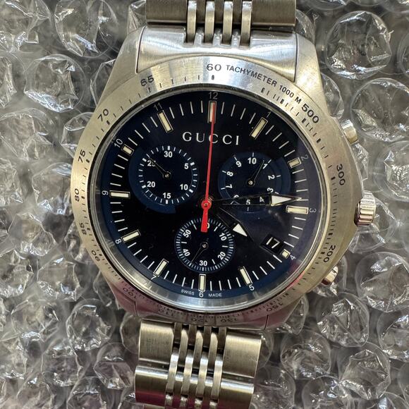 Gucci 126.2 Men’s Swiss Stainless Steel Chronograph Watch Blue Dial #15099489 - Picture 1 of 13